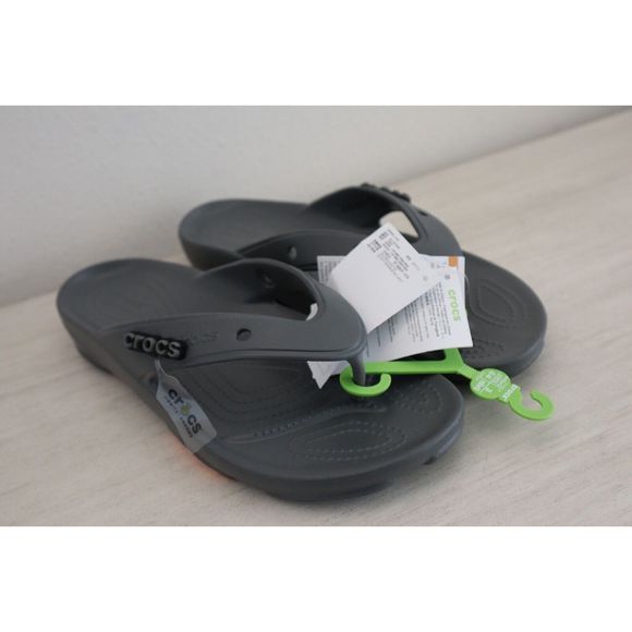 Crocs Unisex Men's Sz 10 Women's 12 Gray Classic All Terrain Flip Flop Sandals - Picture 5 of 8